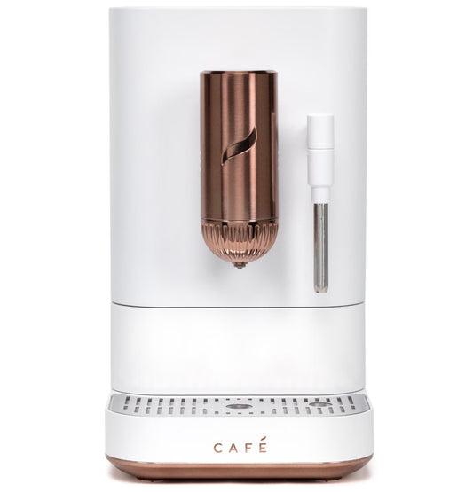 Café Affetto Automatic Espresso Machine + Milk Frother | Built-In & Adjustable Espresso Bean Grinder | One-Touch Brew in 90 Seconds | Matte White, 1.2 Liter
