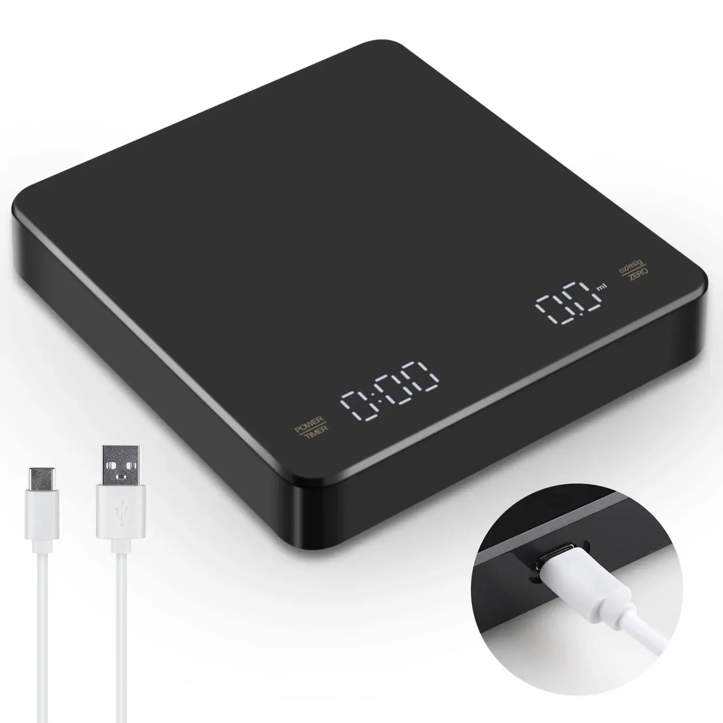 Built-In Battery Charging Electronic Scale Built-In Auto Timer Pour over Espresso Smart Coffee Scale Kitchen Scales 3Kg 0.1G