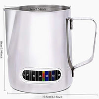 Milk Frothing Pitchers with Integrated Thermometer Latte Art Jug Stainless Steel Creamer Temperature Espresso Steaming Pitchers