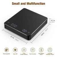Built-In Battery Charging Electronic Scale Built-In Auto Timer Pour over Espresso Smart Coffee Scale Kitchen Scales 3Kg 0.1G