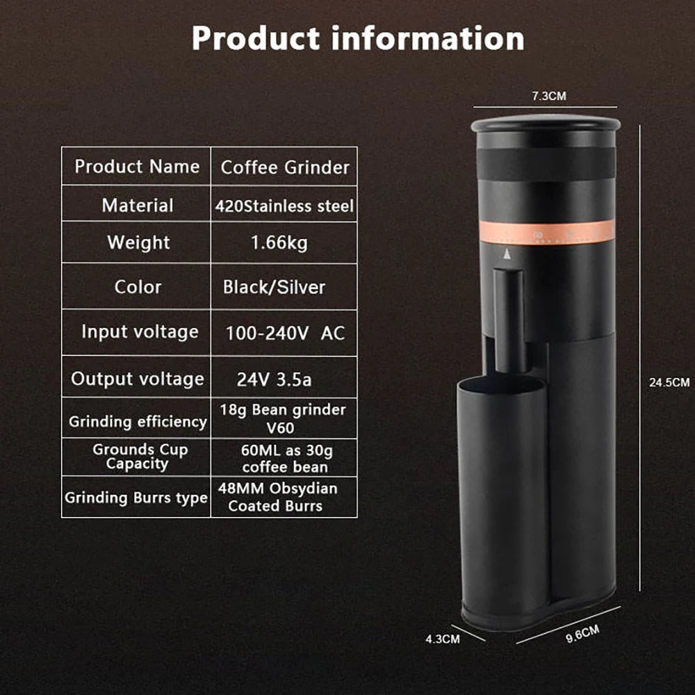 Electric Coffee Grinder 420 Stainless Steel Conical Burr Grinder Portable Coffee Grinder Household Small Grinder Tools