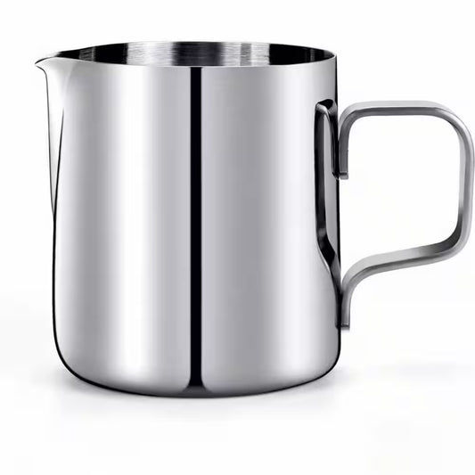 Milk Frothing Pitcher, 6.8 Oz. Stainless Steel Milk Frother Cup, Small Steaming Pitcher, Latte Art Pour Cup, Silver