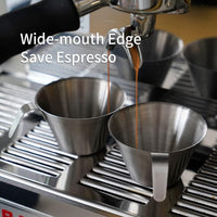 2Oz Espresso Shot Cups,  Espresso Measuring Cup with Handle and Insdie Mark Stainless Steel Measuring Shot Cup for Barista Cafe Home Professional Espresso Coffee Accessories, Basic, 2 Pack
