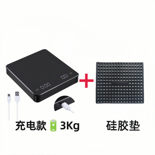 Store Black Mirror Mini New Espresso Coffee Food Kitchen Scale with Time USB Light Weight Digital Scale