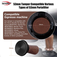 Coffee Wooden Tamper V3, Espresso Walnut Tamper with Calibrated Spring Loaded and Titanium PVD Coating Base Fit 51/54/58Mm