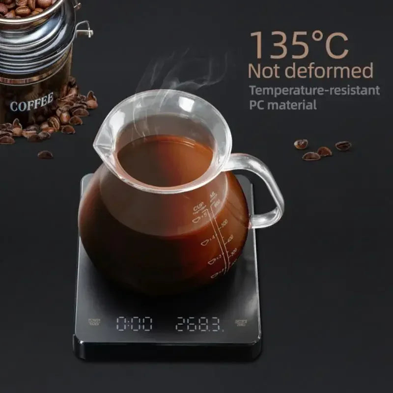 Built-In Battery Charging Electronic Scale Built-In Auto Timer Pour over Espresso Smart Coffee Scale Kitchen Scales 3Kg 0.1G