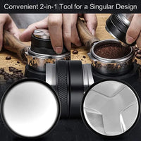51/53/58Mm Coffee Distributor & Tamper, Dual Head Coffee Leveler Fits, Adjustable Depth-Espresso 3Angled and Flat Tampers