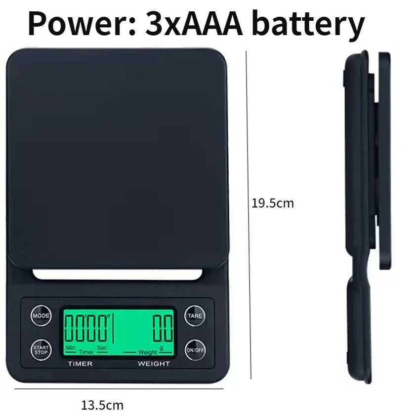 Built-In Battery Charging Electronic Scale Built-In Auto Timer Pour over Espresso Smart Coffee Scale Kitchen Scales 3Kg 0.1G