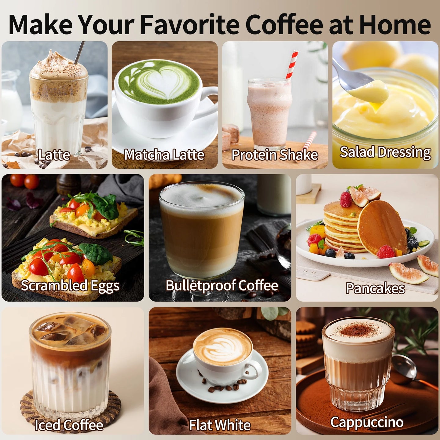 Electric Milk/Coffee Frother, Milk Frother Cup 350Ml with Latte Art Pen,  3 Speed Rechargeable Handheld Foam Maker/Mixer for Latte, Cappuccino, Frappe Drink, Hot Chocolate