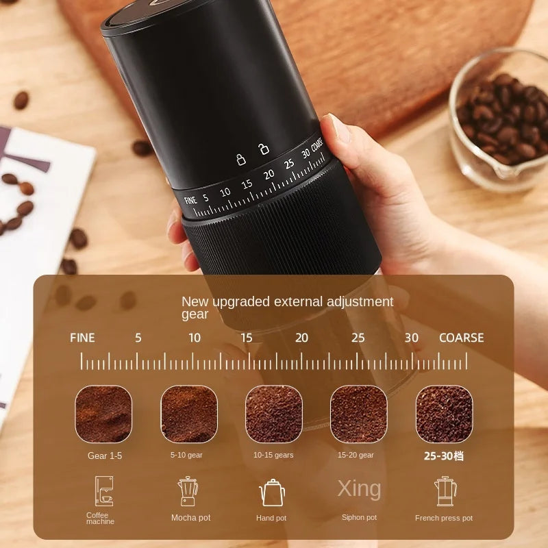 New Portable Electric Coffee Bean Grinder Household 1000Mah 35 Gears Externally Adjustable Coffee Machine Rechargeable Grinders