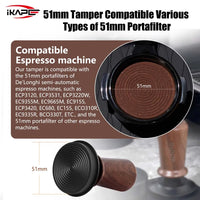 Coffee Wooden Tamper V3, Espresso Walnut Tamper with Calibrated Spring Loaded and Titanium PVD Coating Base Fit 51/54/58Mm