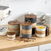 Ceramic Jar with Lid Kitchen Food Storage Stackable Countertop Jar