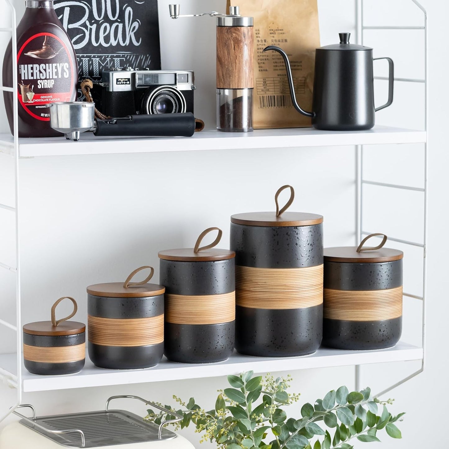 Ceramic Jar with Lid Kitchen Food Storage Stackable Countertop Jar