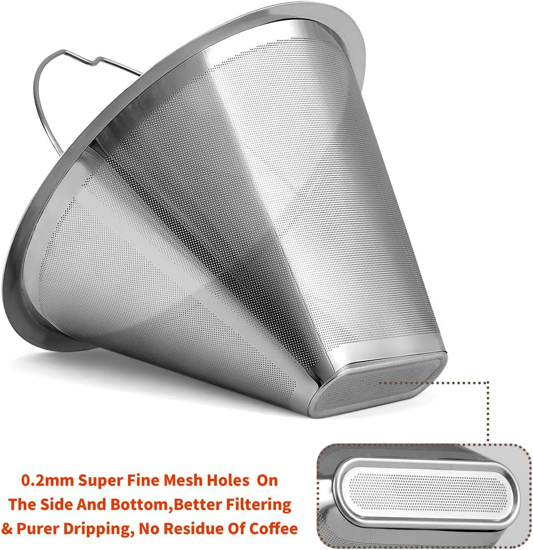 #4 Reusable Permanent Cone Coffee Filters, 8~12 Cup Size 4 Coffee Filters, Perfe