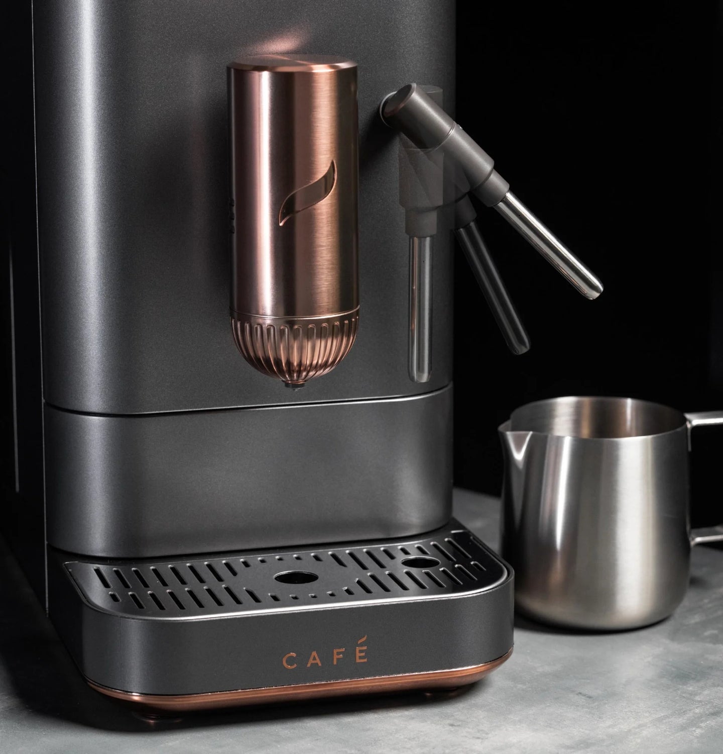 Café Affetto Automatic Espresso Machine + Milk Frother | Built-In & Adjustable Espresso Bean Grinder | One-Touch Brew in 90 Seconds | Matte White, 1.2 Liter