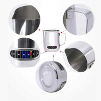 Milk Frothing Pitchers with Integrated Thermometer Latte Art Jug Stainless Steel Creamer Temperature Espresso Steaming Pitchers