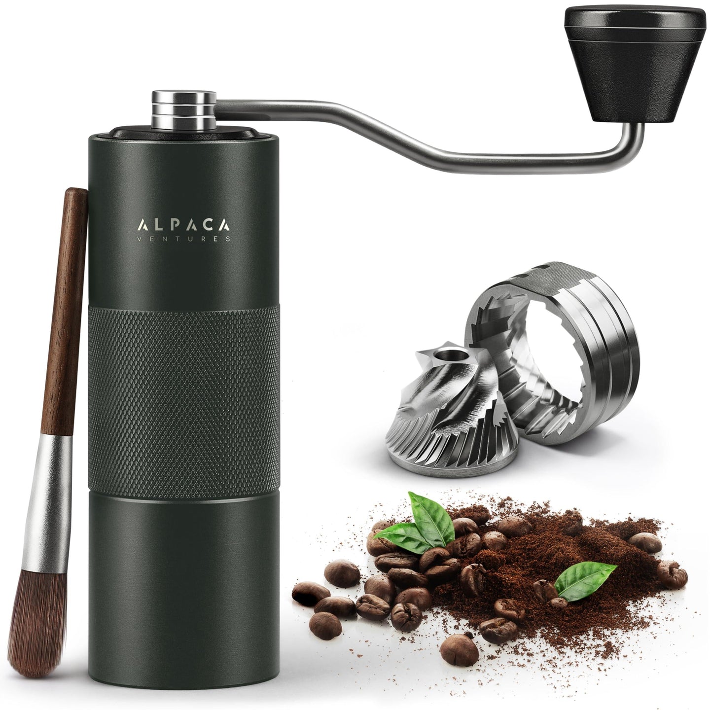 Manual Coffee Grinder Stainless Steel Conical Burr Coffee Grinder Manual with Adjustable Setting Double Bearing Hand Espresso Grinder Perfect for Home Office and Camping
