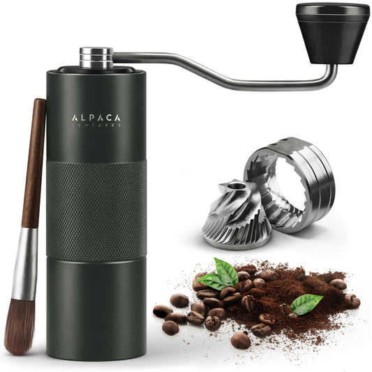 Manual Coffee Grinder Stainless Steel Conical Burr Coffee Grinder Manual with Adjustable Setting Double Bearing Hand Espresso Grinder Perfect for Home Office and Camping