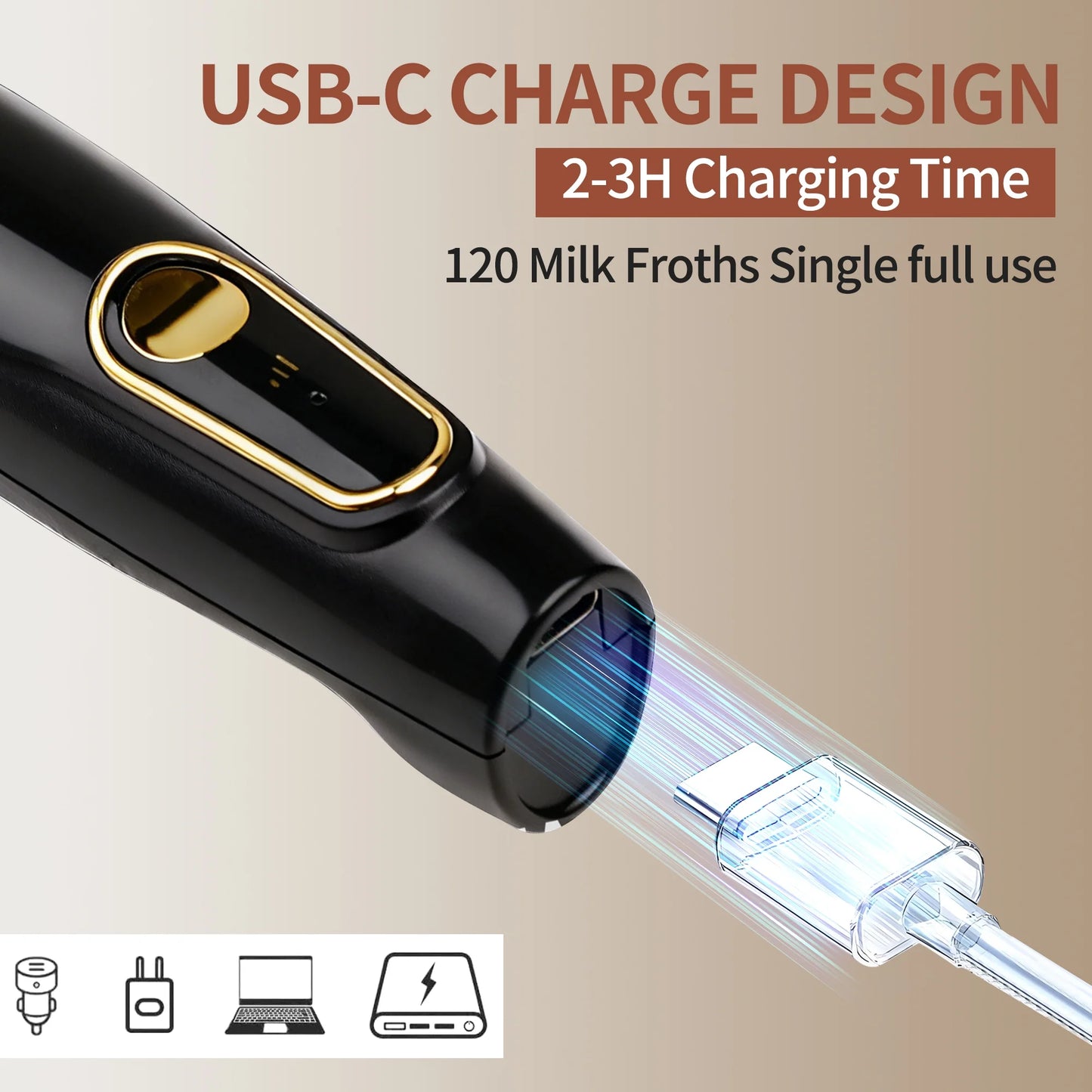 Electric Milk/Coffee Frother, Milk Frother Cup 350Ml with Latte Art Pen,  3 Speed Rechargeable Handheld Foam Maker/Mixer for Latte, Cappuccino, Frappe Drink, Hot Chocolate