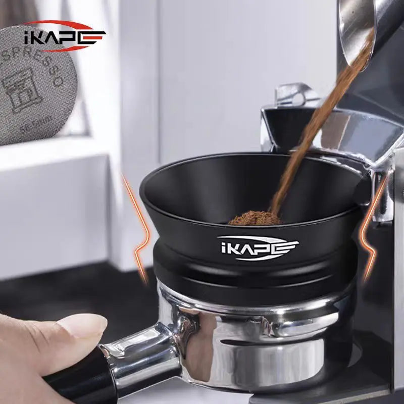 Espresso Magnetic Dosing Funnel, Fit for 51Mm, 54Mm, 58Mm Bottomless Portafilter with Powerful Magnetism (Black/Silver)