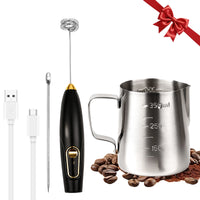 Electric Milk/Coffee Frother, Milk Frother Cup 350Ml with Latte Art Pen,  3 Speed Rechargeable Handheld Foam Maker/Mixer for Latte, Cappuccino, Frappe Drink, Hot Chocolate