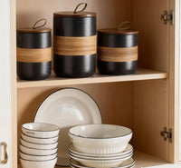 Ceramic Jar with Lid Kitchen Food Storage Stackable Countertop Jar