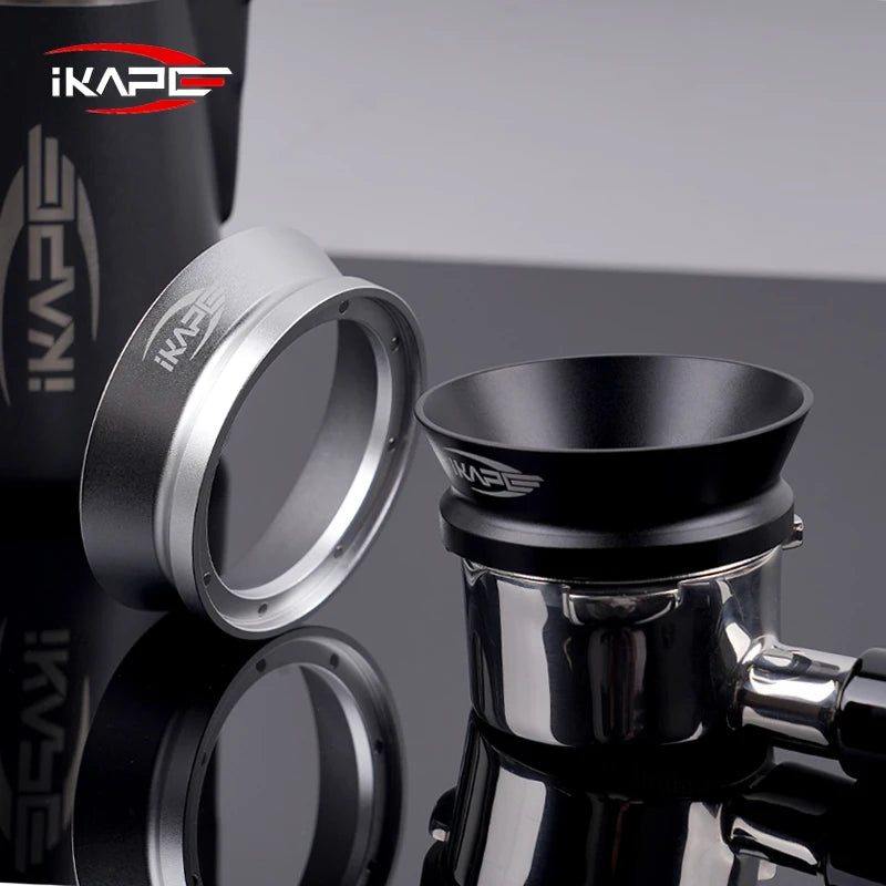 Espresso Magnetic Dosing Funnel, Fit for 51Mm, 54Mm, 58Mm Bottomless Portafilter with Powerful Magnetism (Black/Silver)