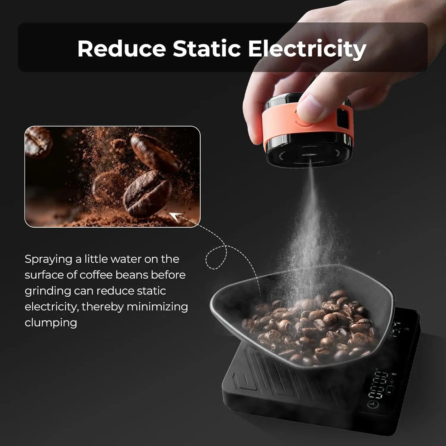 Coffee Bean Atomizer,20Ml Anti-Static Automatic Spray Bottle,Espresso Machine Accessories,Coffee Lover Gift