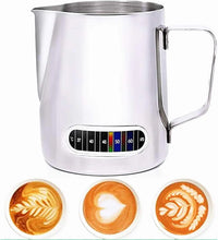 Milk Frothing Pitchers with Integrated Thermometer Latte Art Jug Stainless Steel Creamer Temperature Espresso Steaming Pitchers