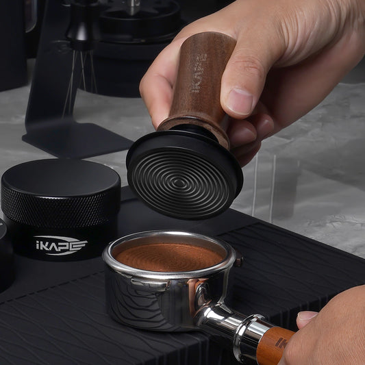 Coffee Wooden Tamper V3, Espresso Walnut Tamper with Calibrated Spring Loaded and Titanium PVD Coating Base Fit 51/54/58Mm